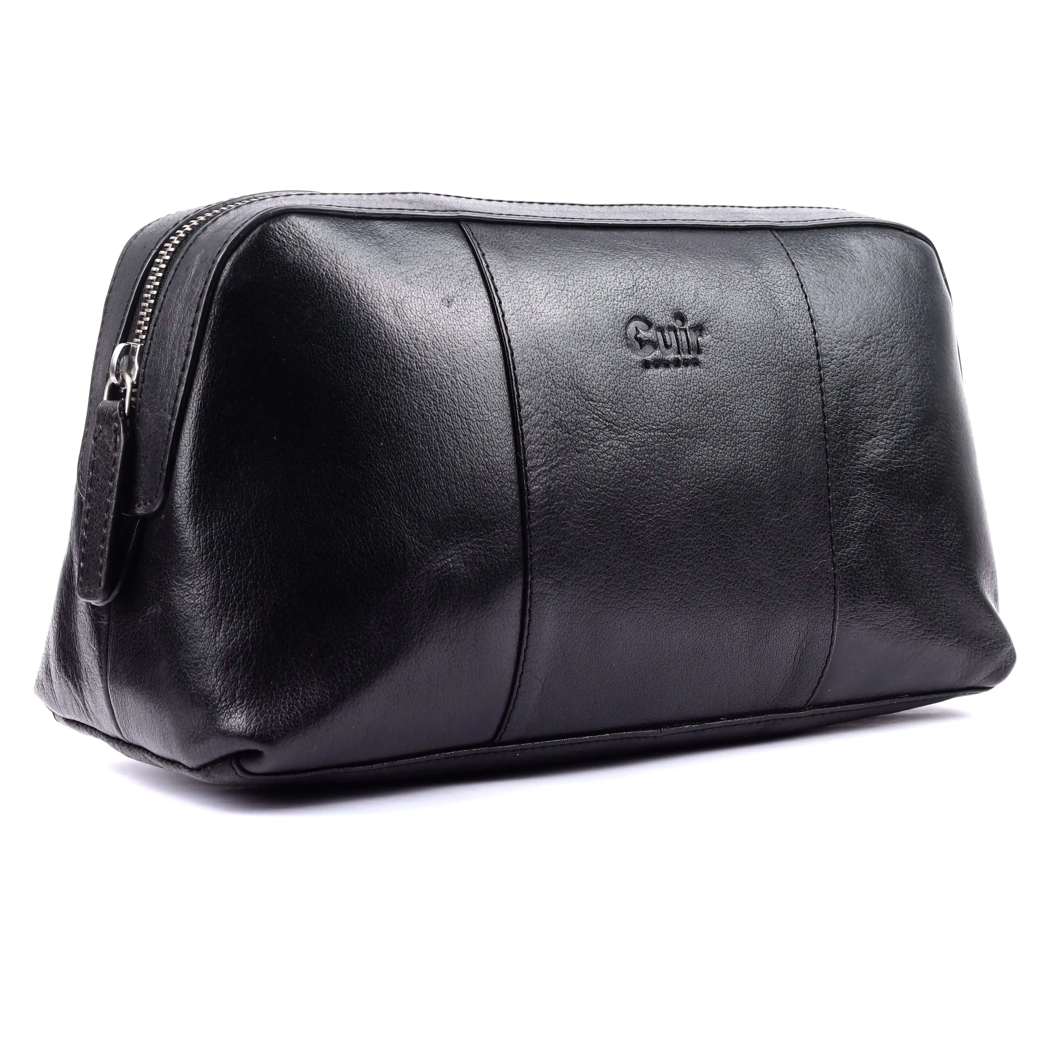 New Design Black Leather Wash Bag for Travel