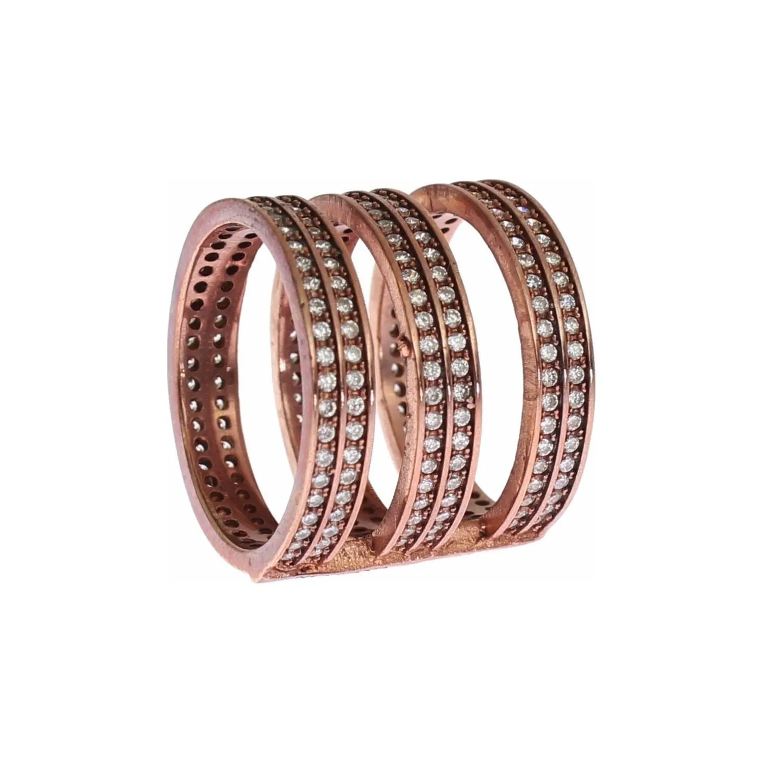 Nialaya Dazzling Pink Gold Plated CZ Crystal Ring