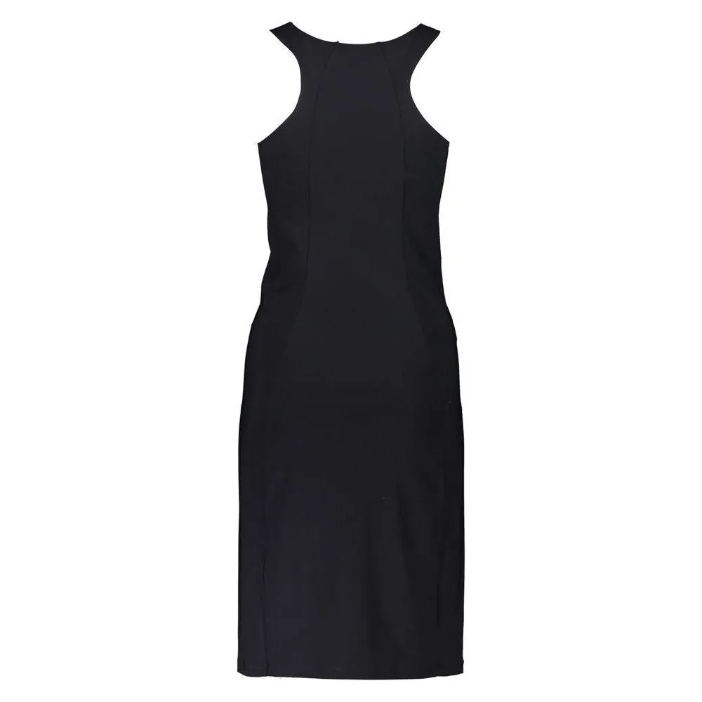 Patrizia Pepe Elegant Crew Neck Dress with Logo Detail