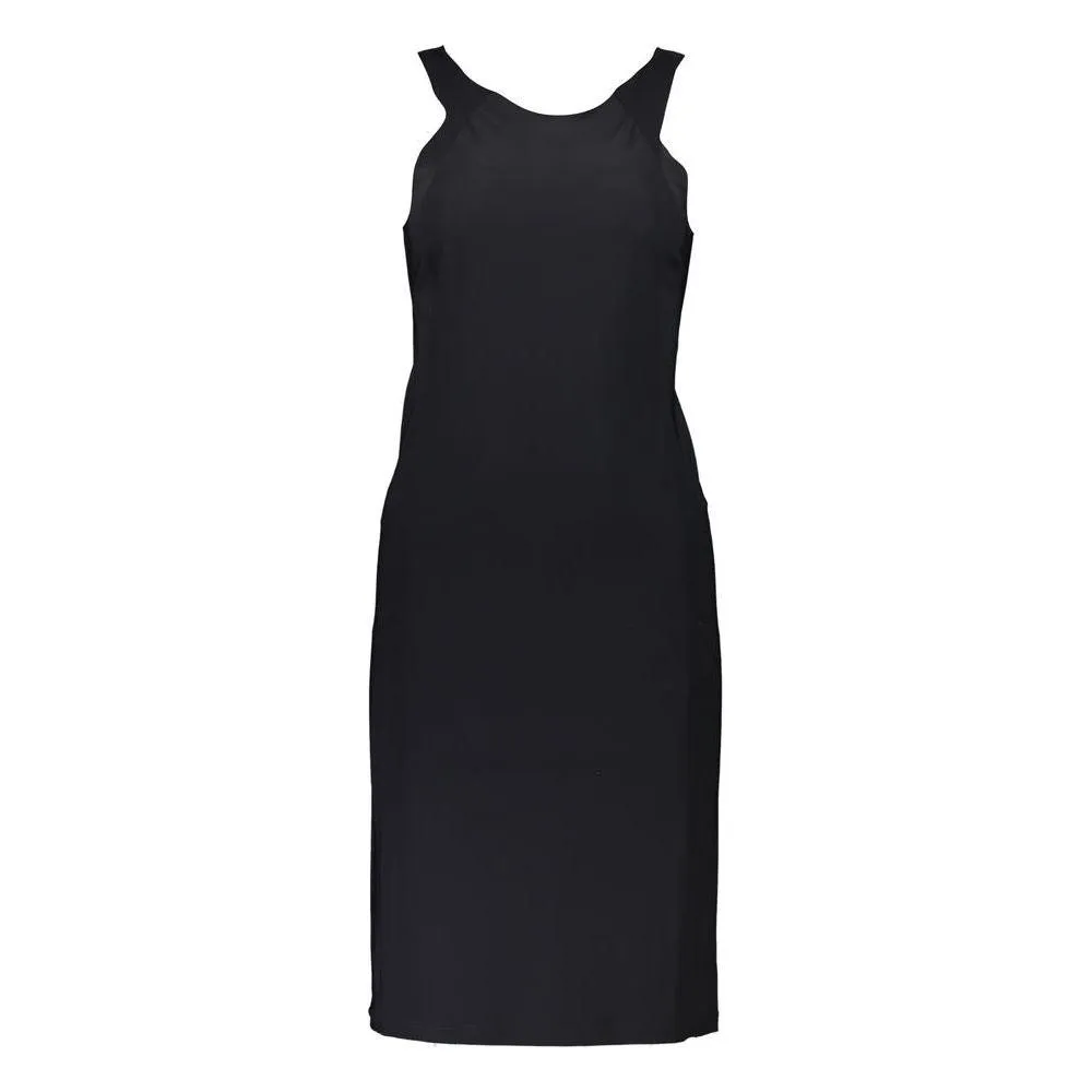 Patrizia Pepe Elegant Crew Neck Dress with Logo Detail