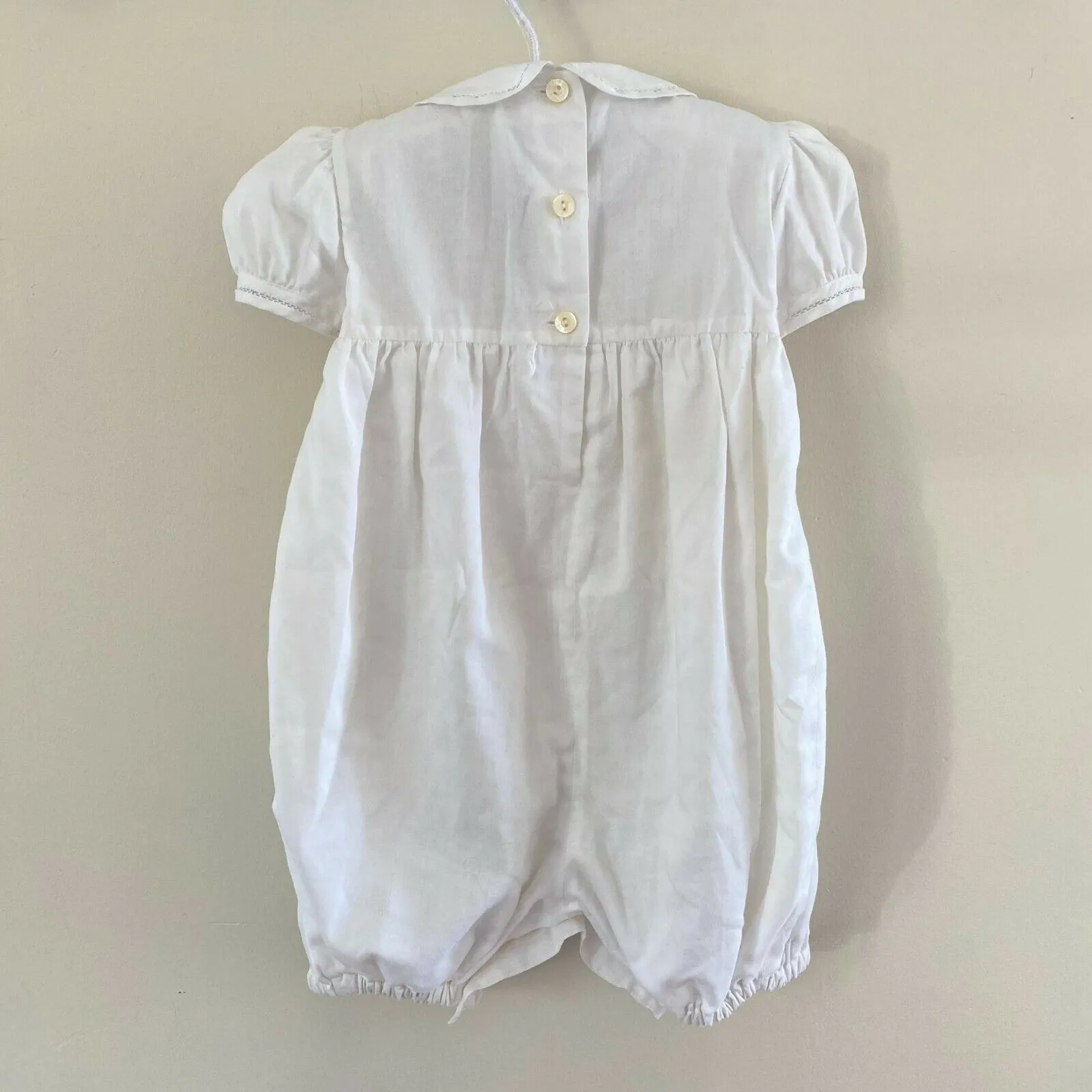 Pili Carrera Smocked White Romper One Piece Baby Toddler 18 Months