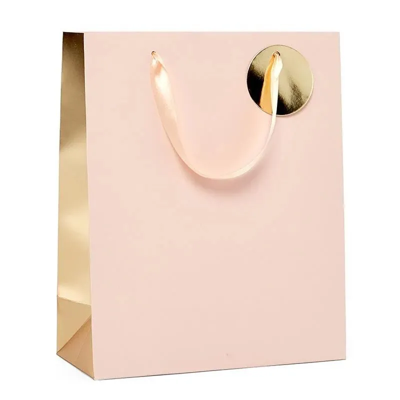 Pink & Gold Two-Tone Metallic Euro Totes Giftbag