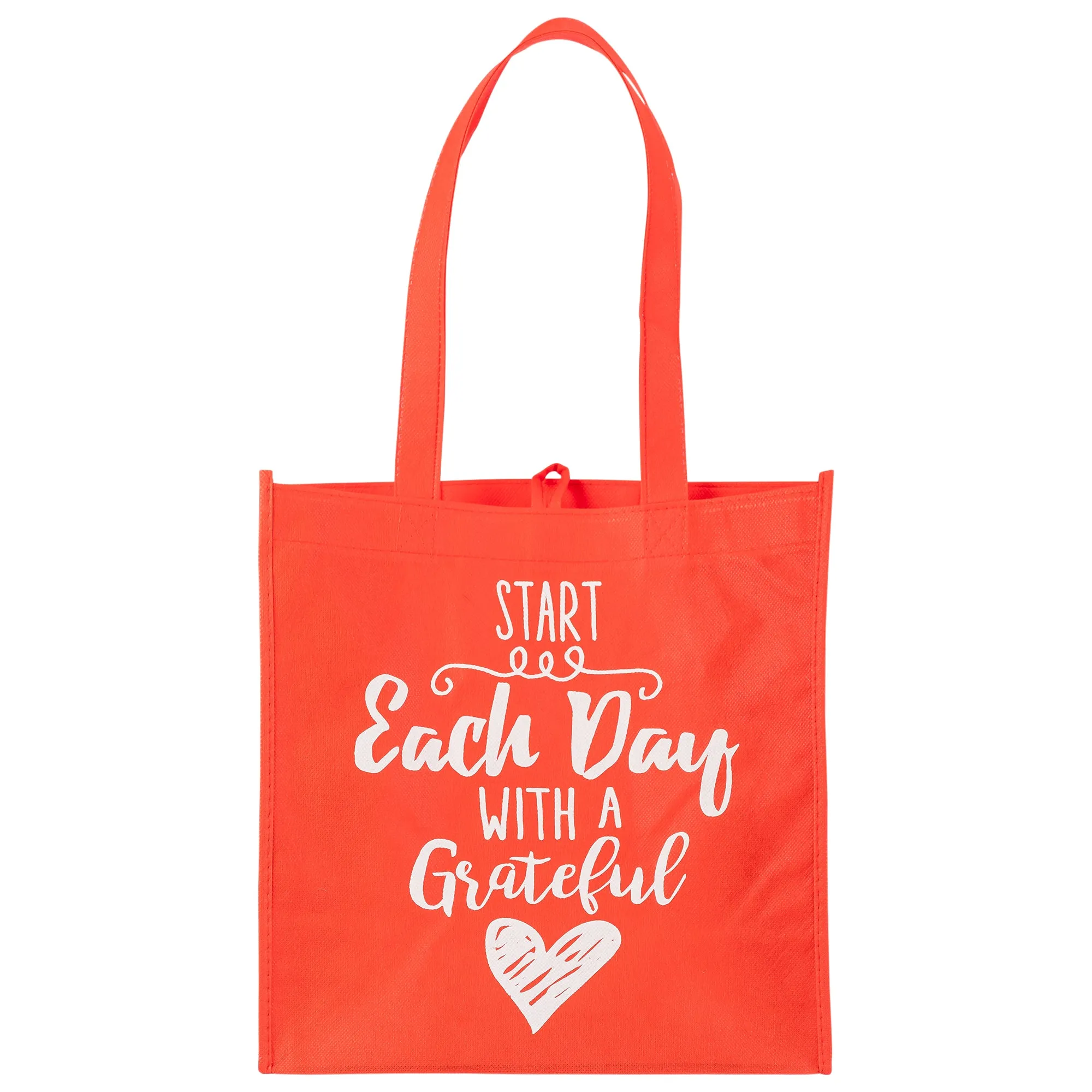 Red Eco Tote Bag - "Start Each Day With A Grateful Heart"