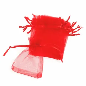 Red Organza Wedding Favour Bags - 7.5 x 10cm (Pack of 10)