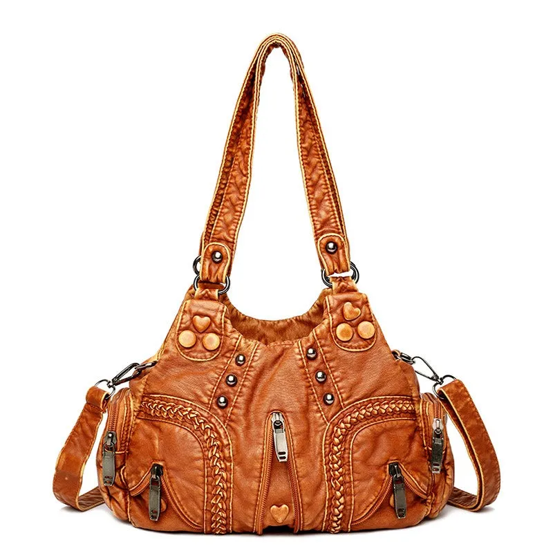 Retro PU Leather One-Shoulder Crossbody Bag