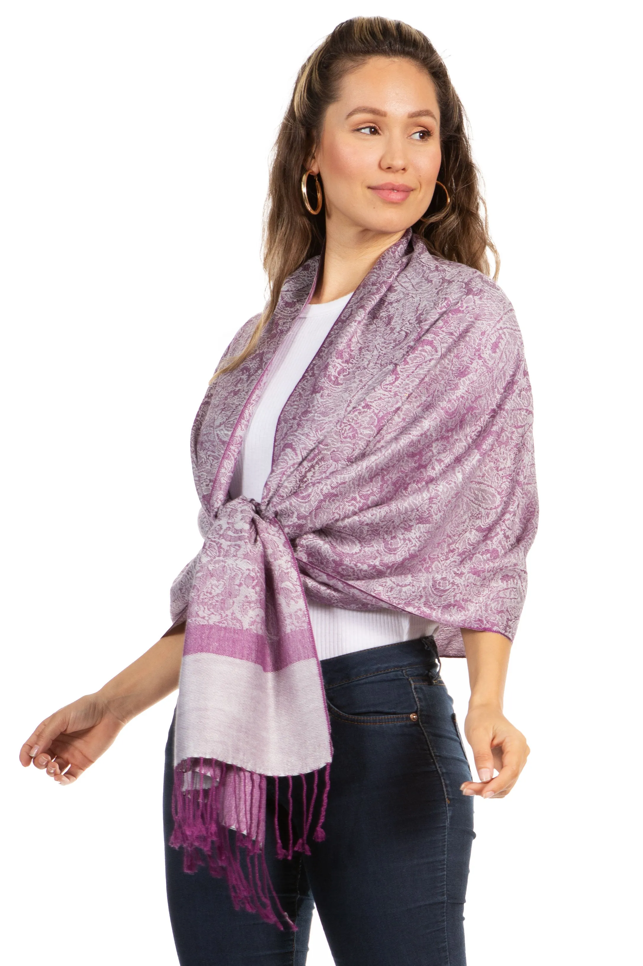 Sakkas 70" x 28" Paisley Self-Design Pashmina Shawl / Wrap / Stole