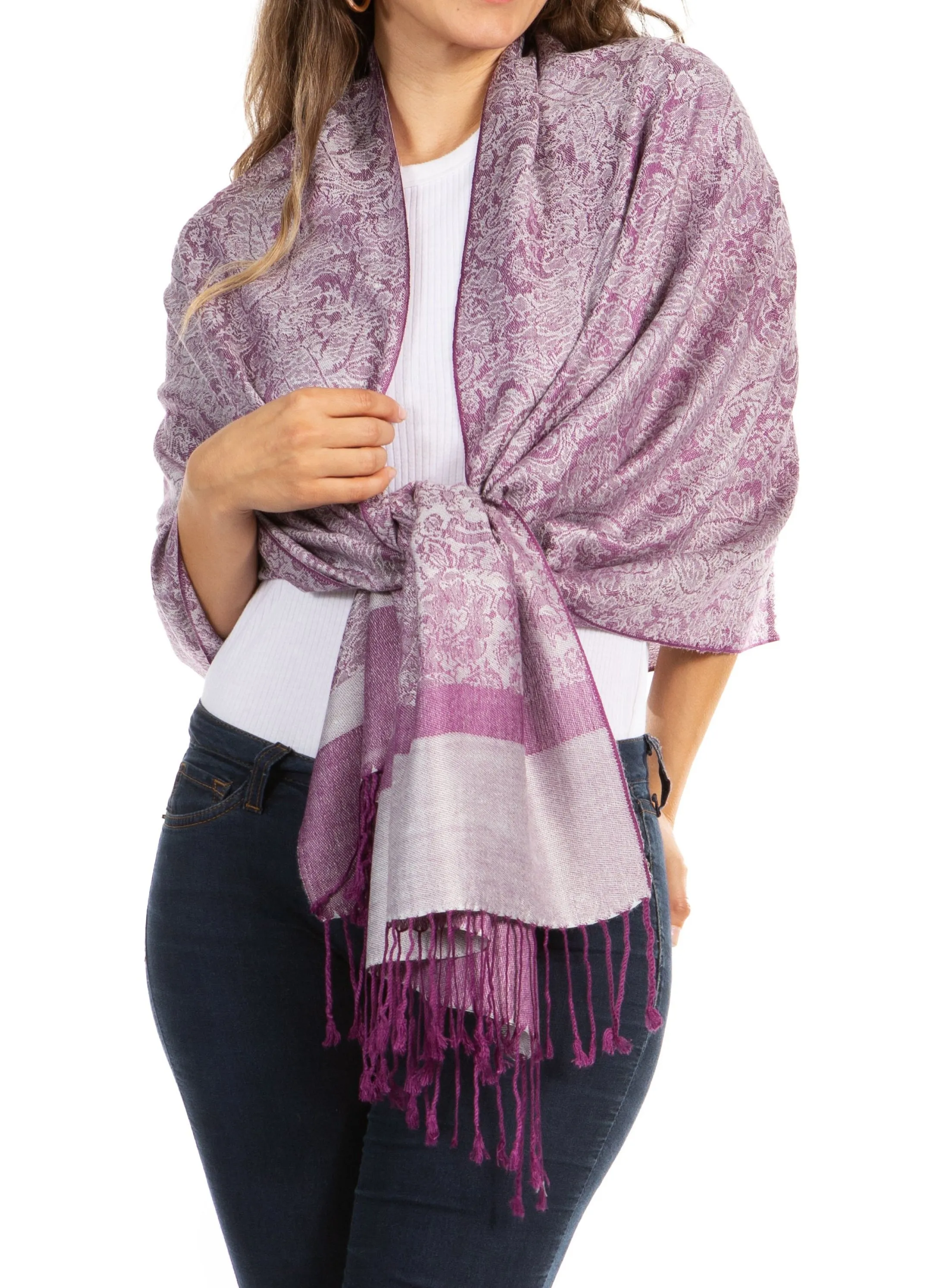 Sakkas 70" x 28" Paisley Self-Design Pashmina Shawl / Wrap / Stole