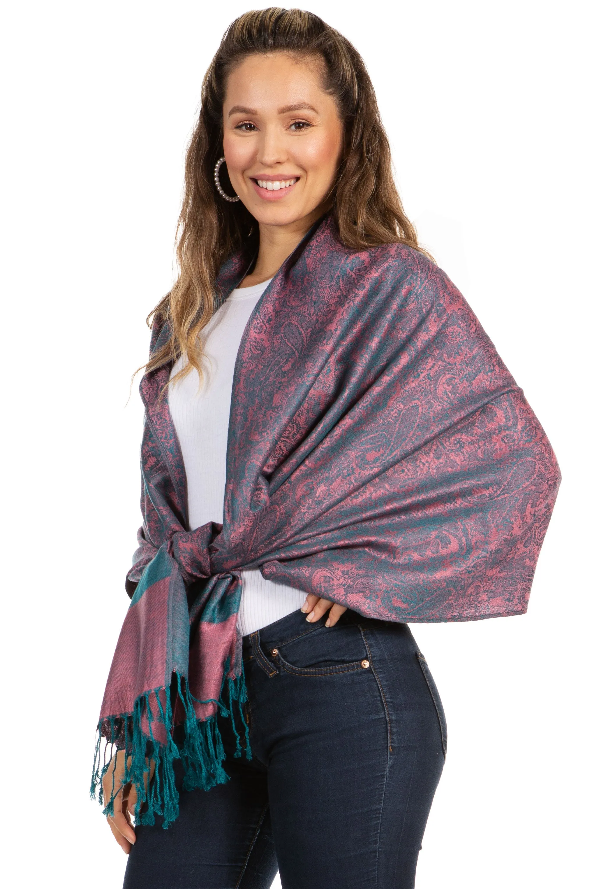 Sakkas 70" x 28" Paisley Self-Design Pashmina Shawl / Wrap / Stole