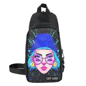 Smell-Proof Premium Convertible Shoulder Bag (BLUE HAT TRIPPY GIRL)