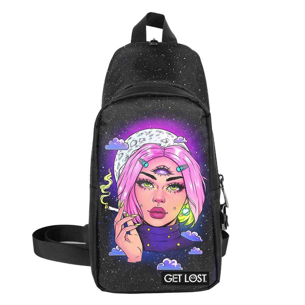 Smell-Proof Premium Convertible Shoulder Bag (GALACTIC PINK HAIR GIRL)