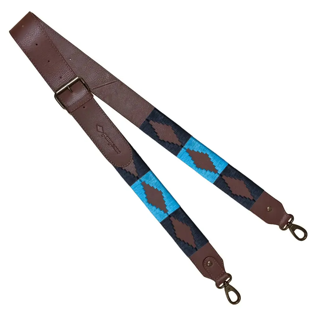 Standard Width Brown Leather Strap w/ Navy & Blue Stitching by Pampeano