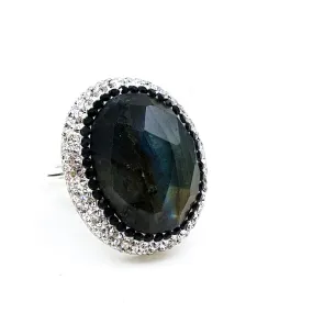 Sterling Silver Adjustable Labradorite Statement Ring