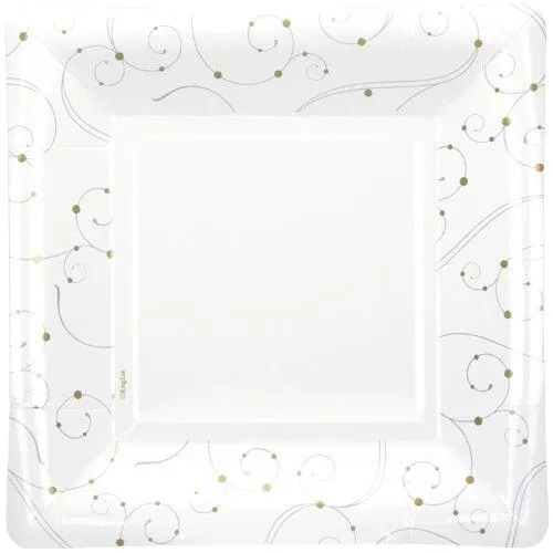 Swirls and Pearls Deluxe Paper Square Dinnerware