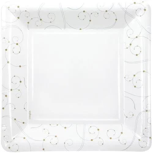 Swirls and Pearls Deluxe Paper Square Dinnerware