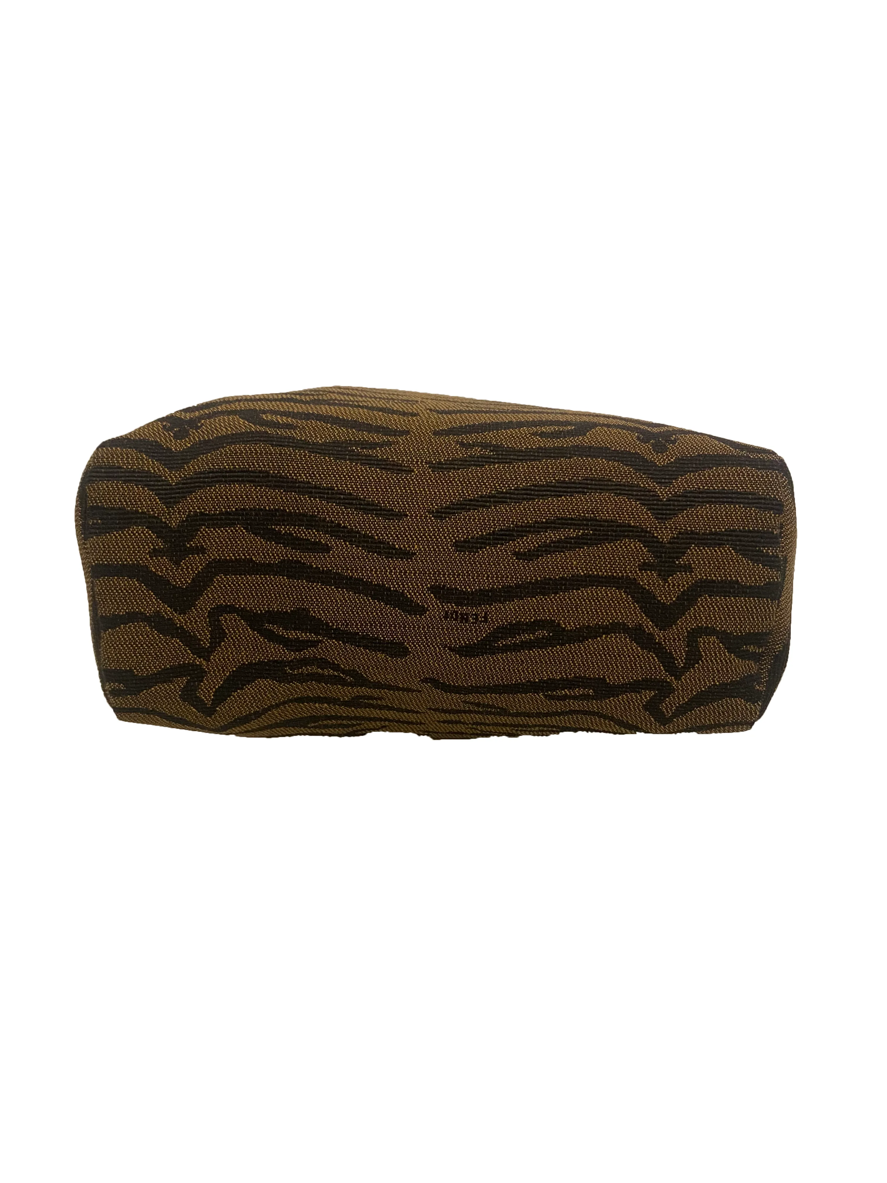 Tiger Print Canvas Cosmetic Bag