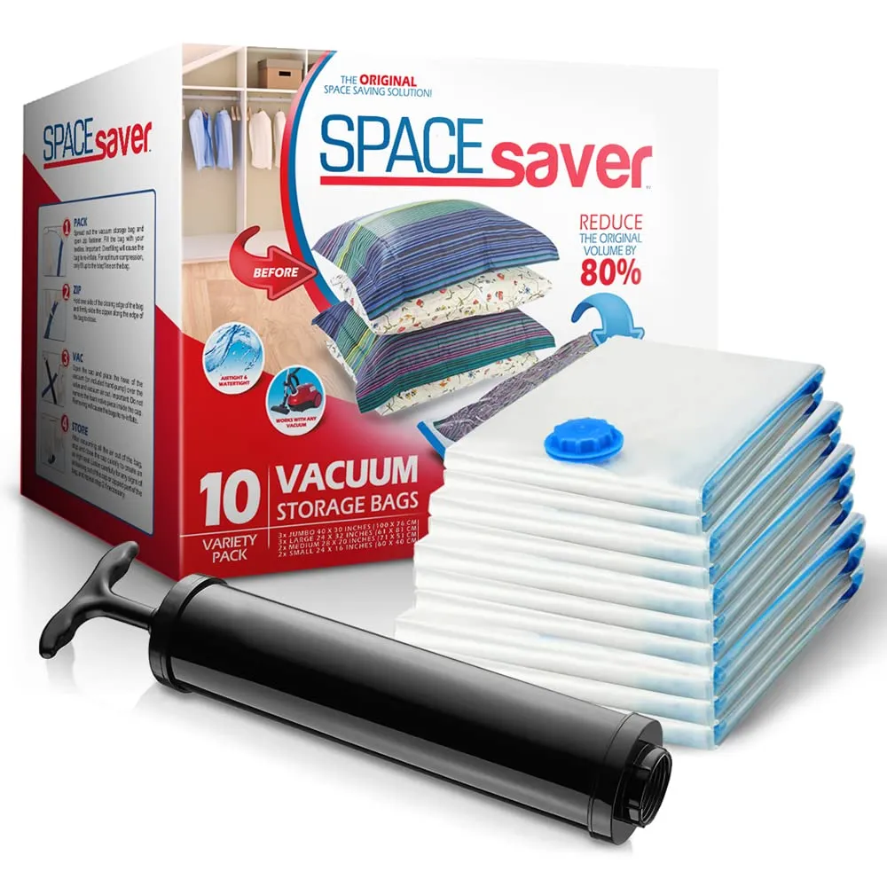 Vacuum Storage Bags (Variety 10-Pack) Save 80% On Clothes Storage Space