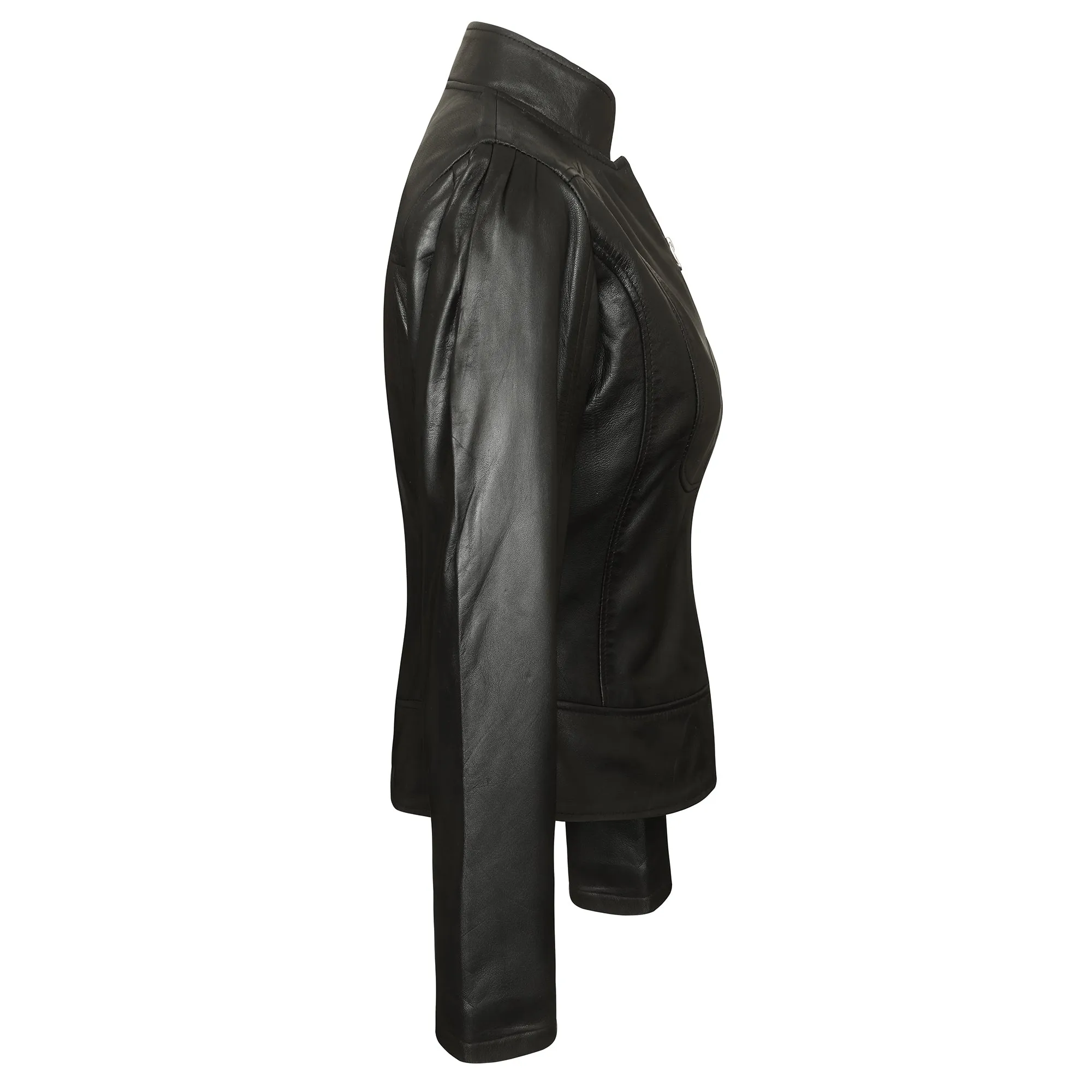 VL650 Vance Leathers' Ladies Premium Soft Lightweight Black Fitted Leather Jacket