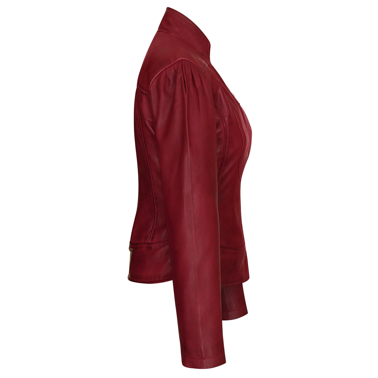 VL650Bu Vance Leathers' Ladies Premium Soft Lightweight Burgundy Fitted Leather Jacket