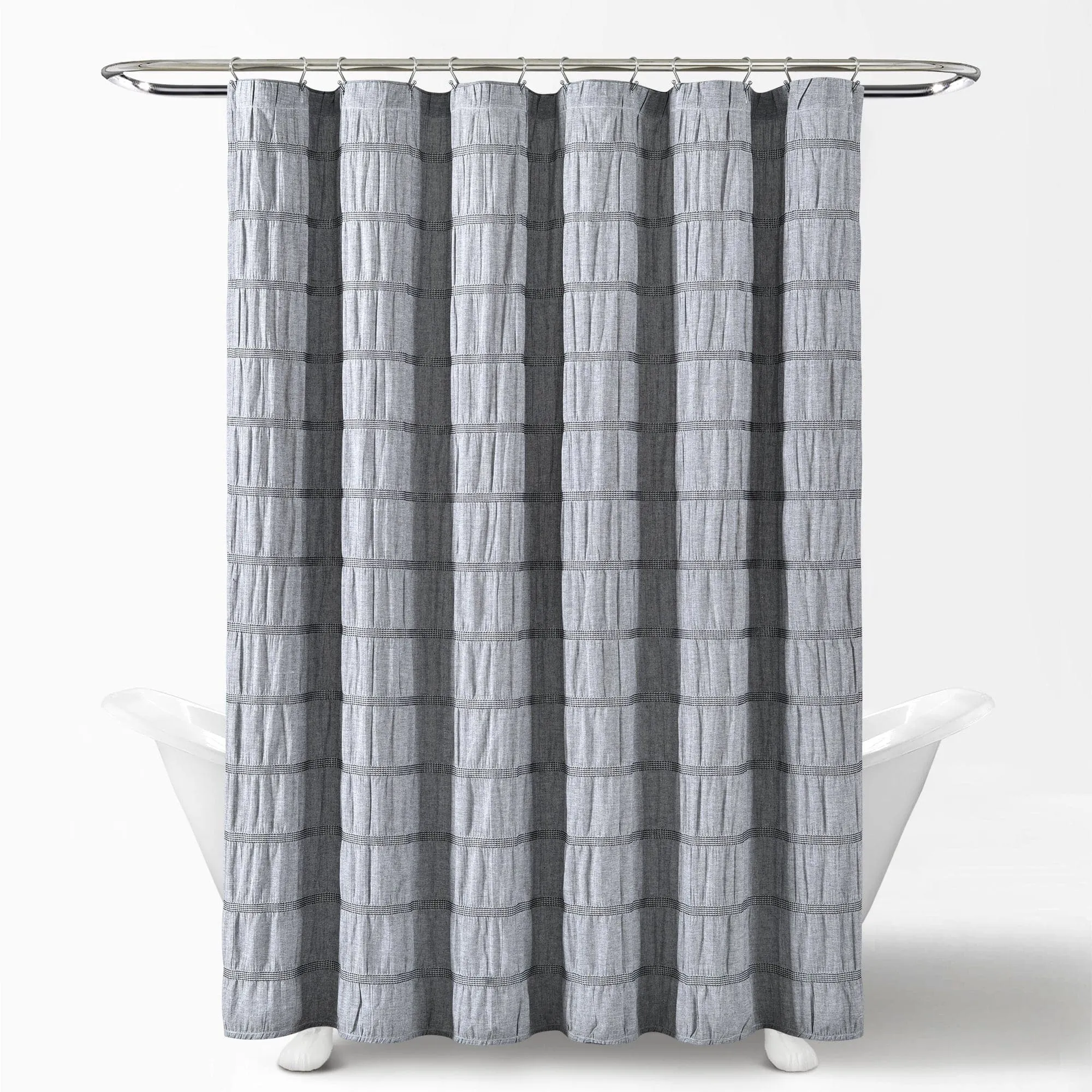 Waffle Stripe Woven Cotton Shower Curtain